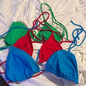 OP Women’s Triangle Bikini Tops in Blue, Red, Green